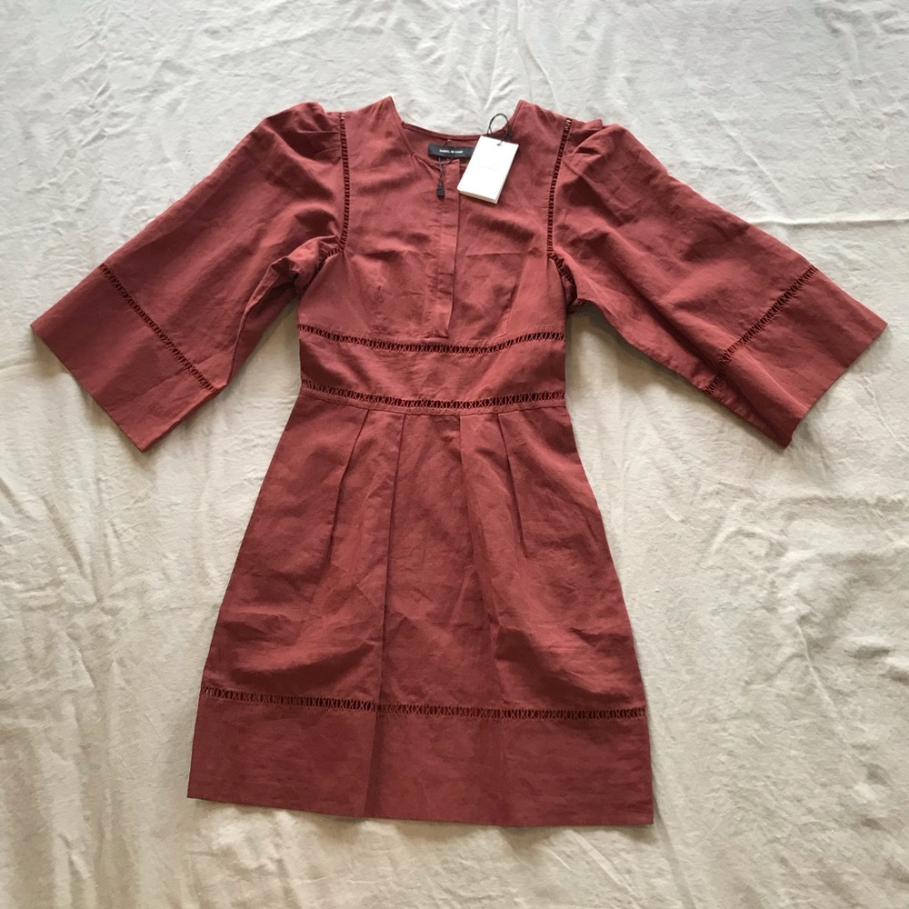 XS NWT ISABEL MARANT Rust Red Dress F34 linen